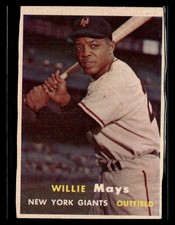 1957 Topps Baseball #10 Willie Mays Card - Trimmed No Creases       #3959
