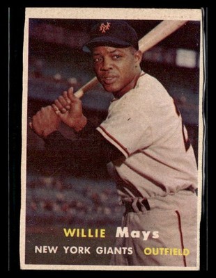 1957 Topps Baseball #10 Willie Mays Card - Trimmed No Creases       #3959