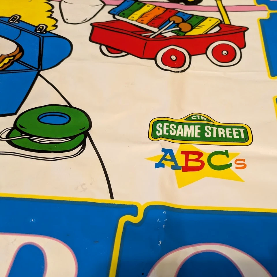 Sesame Street Vinyl Play Mat Table Cover Alphabet Big Bird ABC Vintage - Image 3 of 4