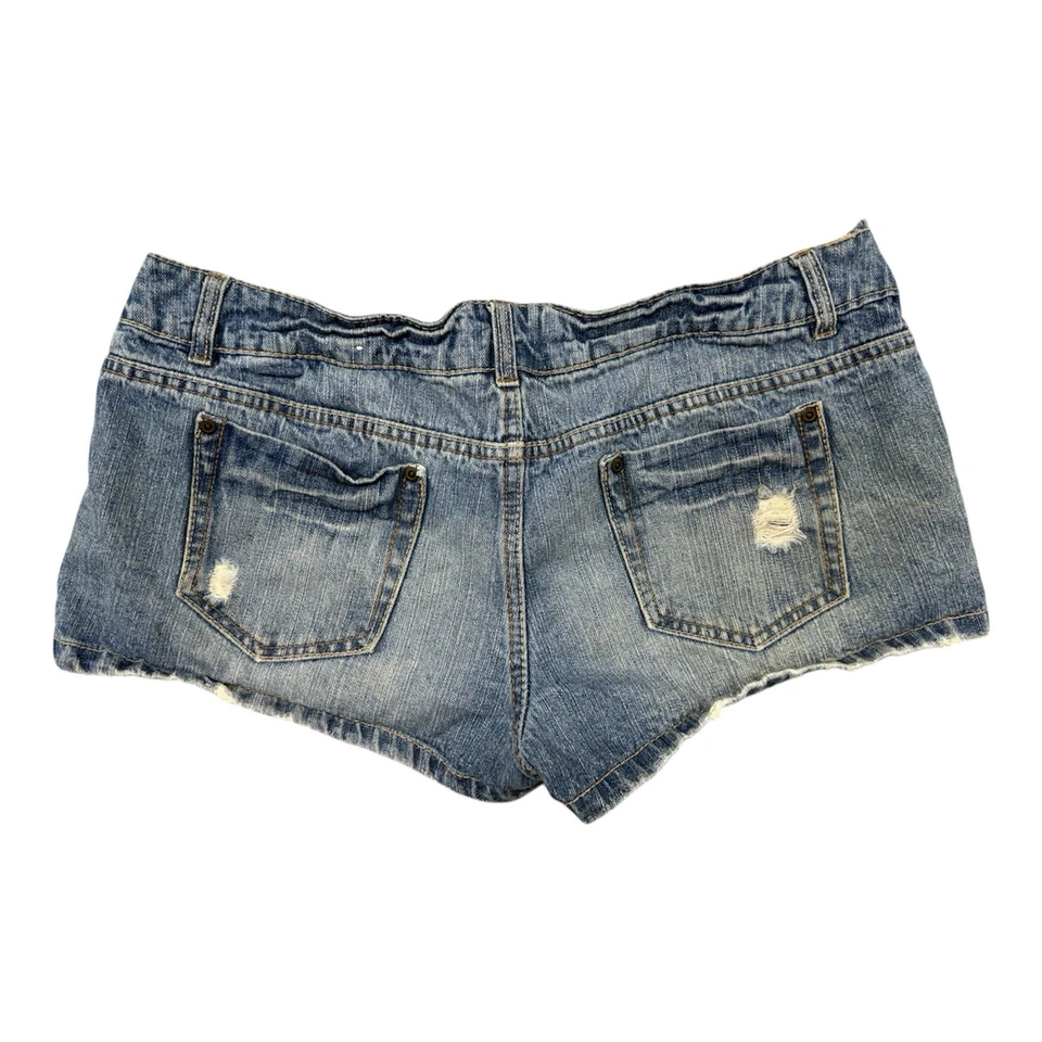 Pantalones Cortos De Colección Y2K Bongo Mini Tiro Bajo Denim Envejecidos Mujeres Talla 13 Foto 2 de 4