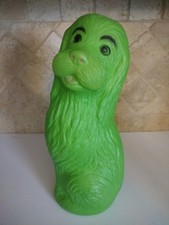 RARE VTG AJ RENZI GREEN COCKER SPANIEL? MID CENTURY BLOW MOLD BANK