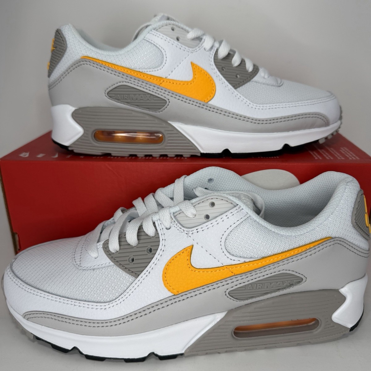 Nike Air Max 90 White Laser Orange Men's Size 8.5 DM0029-119 NEW