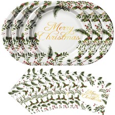Christmas Paper Plates and Napkins Disposable for Christmas Party Supplies