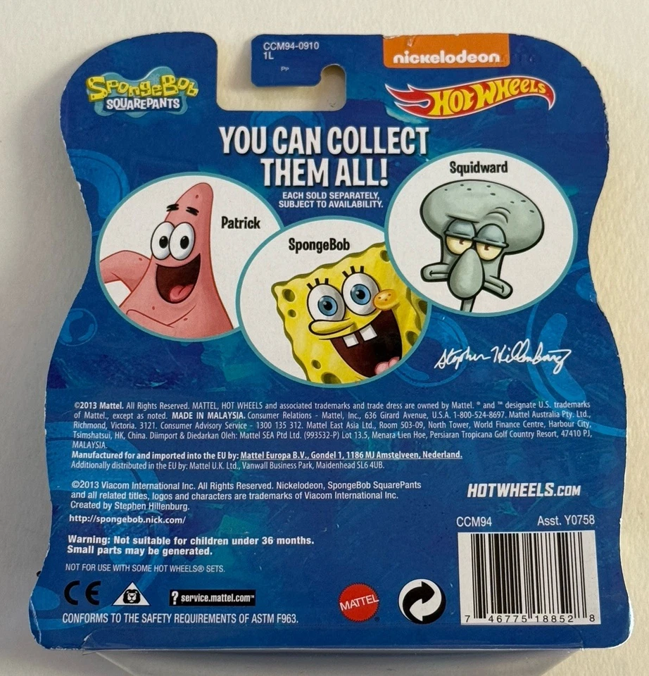 Hot Wheels Mattel Nickelodeon Spongebob Squarepants Plankton Diecast Toy - Image 2 of 2