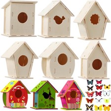 93 Pcs DIY Birdhouse Kits for Kids to Build, 36 Wooden Bird House 6 Shapes an...