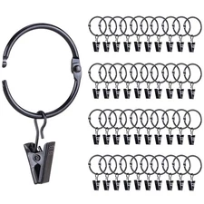 42 Pack Openable Curtain Rings with Clips, 1 Inch Interior Diameter, Heavy2796