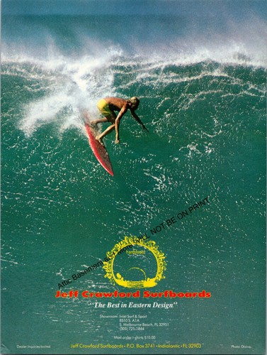 Jeff Crawford Surfboards Print Ad Wall Art Decor Ephemera 1982