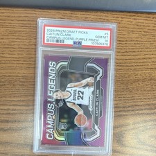 Panini Prizm Caitlin Clark Campus Legends #5 Purple Prizm /75 PSA 10