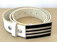 Adidas Three Stripe White Leather Tour Golf Belt Clean And Sanitized