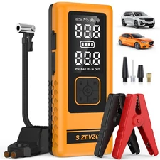 S ZEVZO Jump Starter with Air Compressor 4000A Portable Car Battery Booster