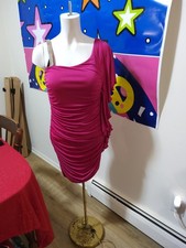prom dress rhinestone single strap city triangles large pink