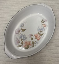 Denby Encore Serving Dish Sweet Pea Floral Handcrafted Stoneware Pottery 32cm