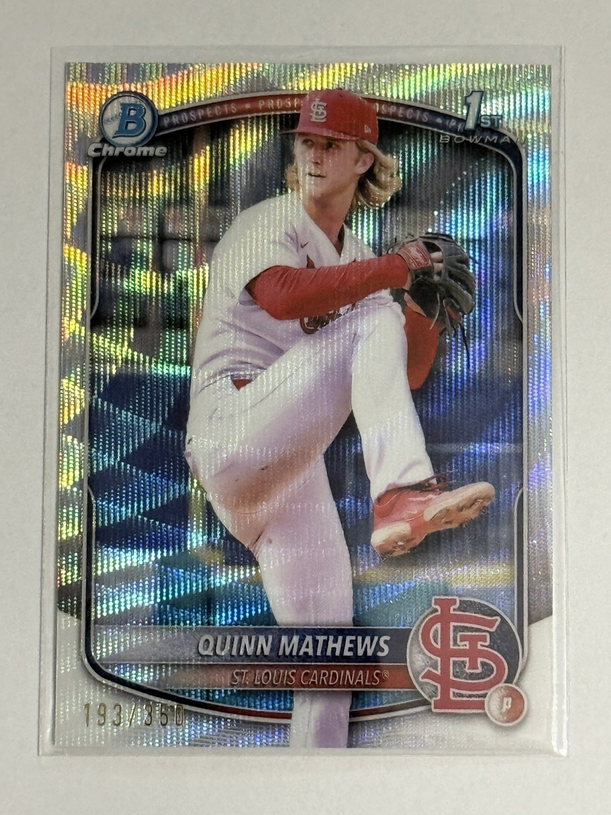 Quinn Mathews 2025 Bowman #BCP-25 Chrome Prospects Wave to /350!