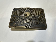 Ride Free vintage Buckle brass American Eagle Motorcycle Belt Buckle by Ae