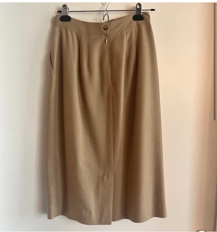 Falda Christian Dior Vintage Años 80 Beige Hasta la Rodilla Talla Us 6 Foto 2 de 4