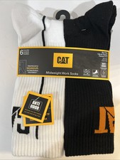 Caterpiller Men's Work Crew Boot Socks White, Gray Black 6-Pair Size 8-12 NEW