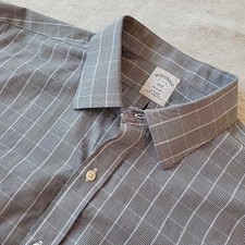 Brooks Brothers Shirt Men's 17 2/3 Regent Gray Glen Check Plaid Non Iron Blue