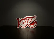 Detroit Red Wings Hockey 100th Anniversary 3D Sign  -- Man Cave Shelf Display