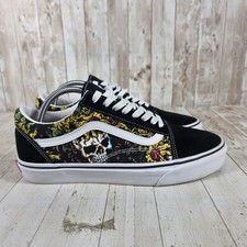 Vans Old Skool Skulls Floral Black Suede Canvas Low Top Sneakers Mens 9 500714