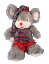 Vintage Holiday Mouse Large Knit Hat Scarf Christmas Decor 1997 Appx 20"