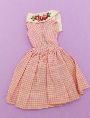 Vintage 1965 Barbie Original #1626 DANCING DOLL PINK GINGHAM DRESS