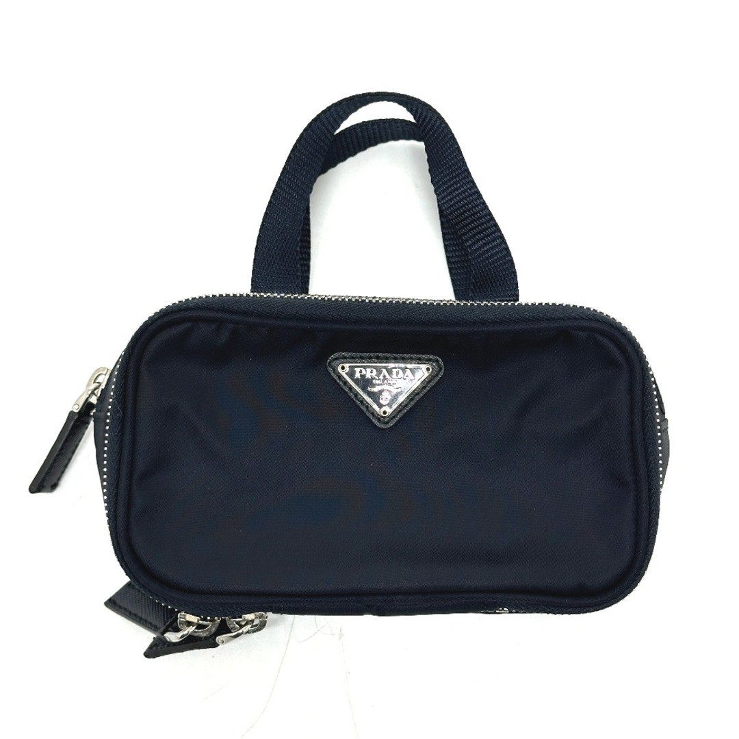 Prada Triangle Plate 1N1346 Mini Nylon Handbag in Blue with Zipper
