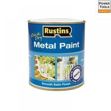 Image of Rustins MPWH500 Quick Dry Metal Paint Smooth Satin White 500Ml