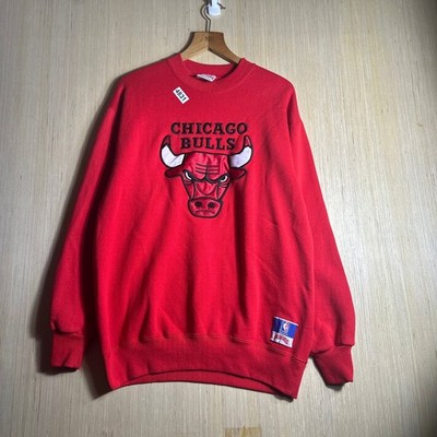 Vintage Chicago Bulls Sweatshirt Mens Large Red Nutmeg Long Sleeve Embroided 90s