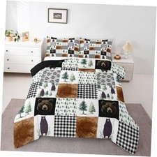 Kids Rustic Black Bear Comforter Set Woodland Animal Bedding Set Twin Rustic 31