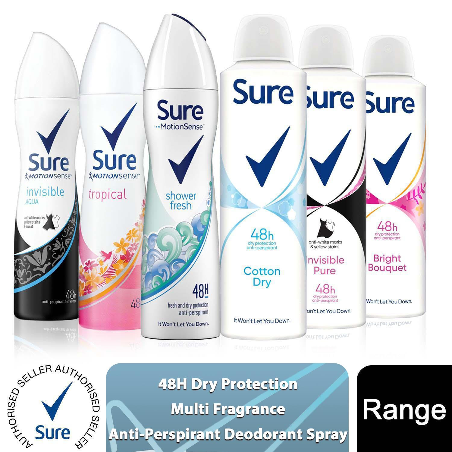 Sure Women Motion Sense Antiperspirant Deodorant, 6 Pack, 150ml