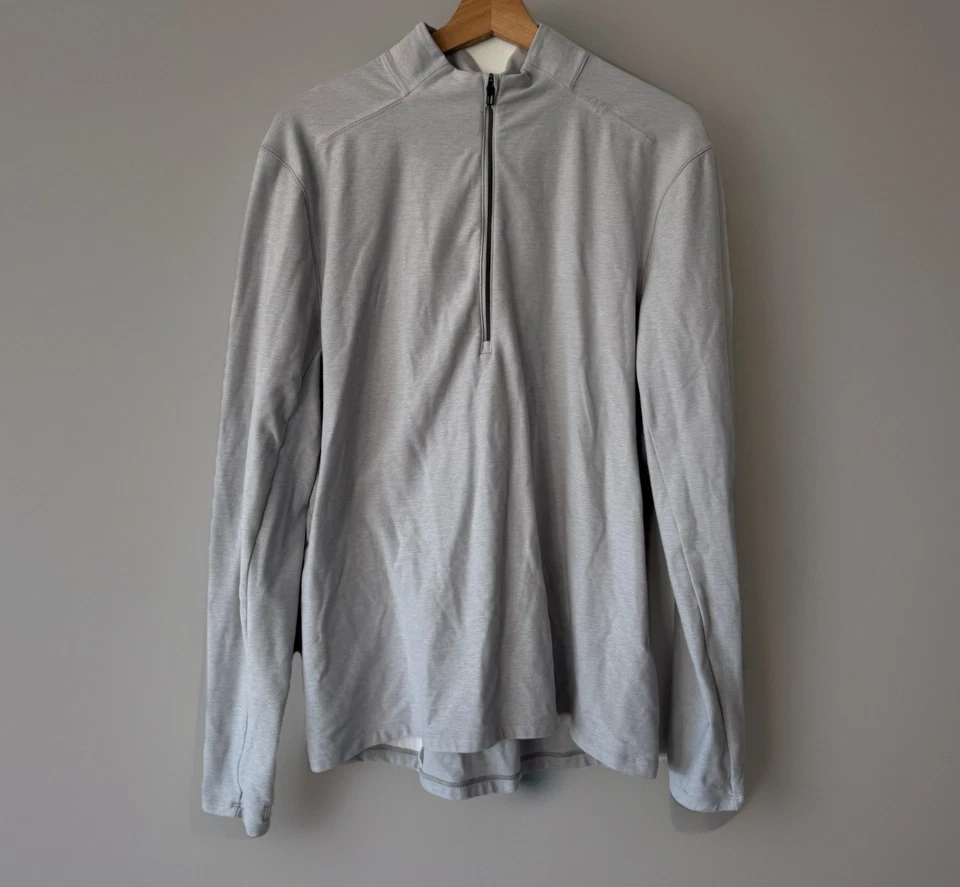 Lululemon Surge Warm 1/2 Zip Light Gray Running Workout Pullover Shirt Mens Sz L - Image 2 of 4