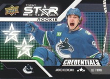 2022-23 Upper Deck Credentials Hockey 3rd Star of the Night Rookies: Pick List