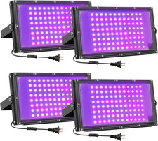 Luces negras UV de 100 W para fiestas brillantes - Paquete de 4 reflectores fluorescentes