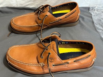 Vtg Tan Brown leather BRIGGS BAY TIMBERLAND Boat Shoes Loafers MENS size 13 M