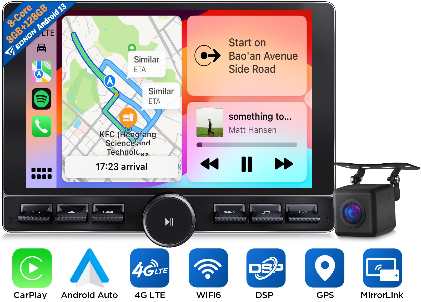 2DIN Android 13 8+128G 8Core 10.1" Car Stereo Radio GPS Navi CarPlay 4G LTE WiFi