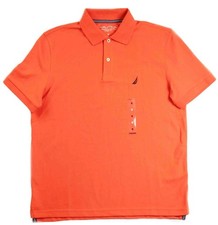 Nautica Mens Performance Deck Polo Shirt M Short Sleeve Pullover Orange 70 NEW