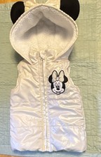 Disney Junior Minnie Mouse Girls Hooded White Puffer Vest Lined 2T