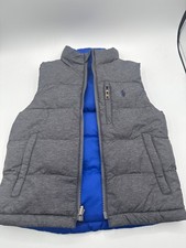 Polo Ralph Lauren Kids Reversible Puffer Vest Grey Royal Blue Embroidered Logo