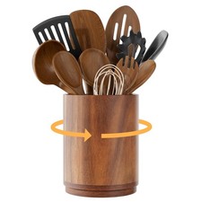 Utensil Holder, 360 Rotating Acacia Wood Kitchen Utensil Holder for Counter,...