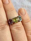 Vtg 925 Sterling Silver Multi Stone Ring Aquamarine Amethyst Blue Topaz Sz 6