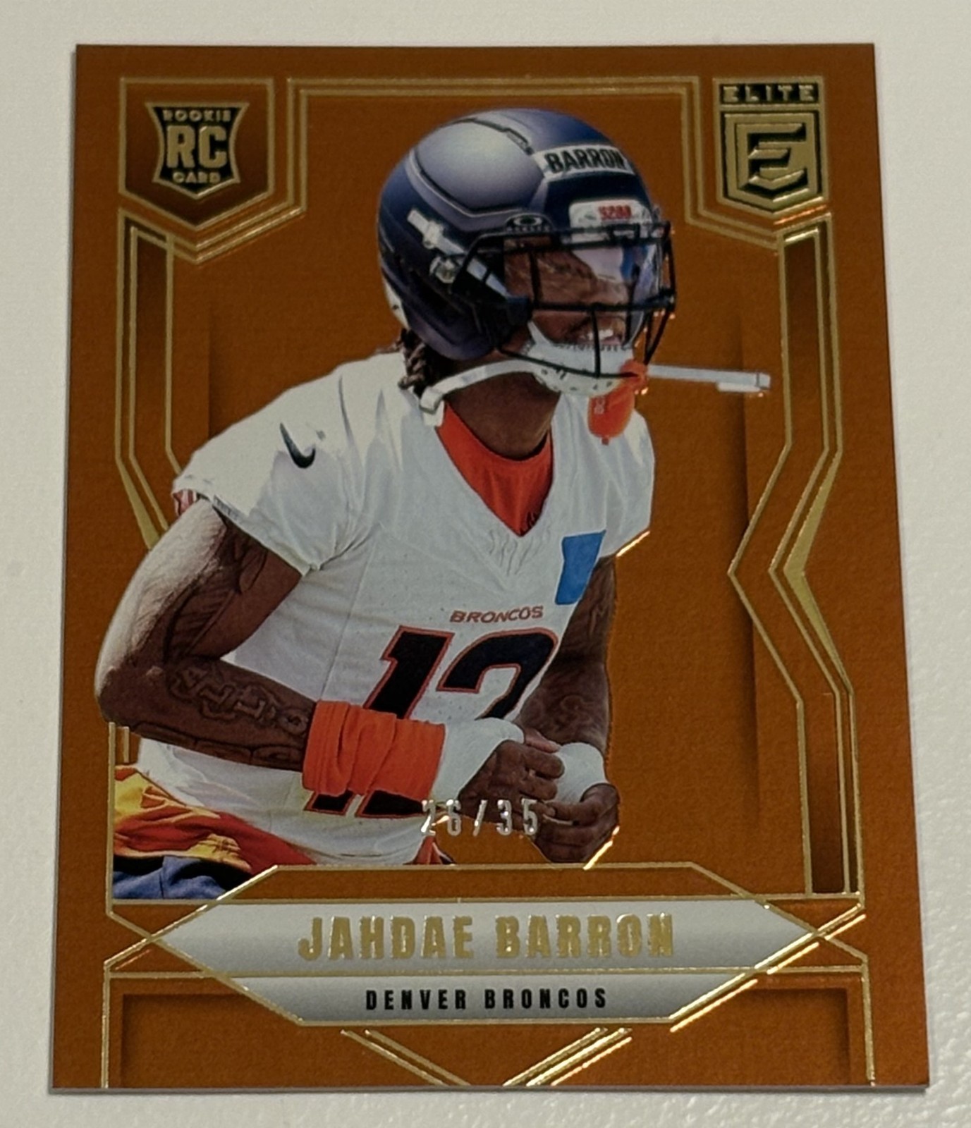2025 Panini Donruss Elite Jahdae Barron Bronze Rookie Card /35 #168 Broncos