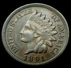 1891 INDIAN HEAD CENT AU! 3 DIAMONDS! A beautiful coin!