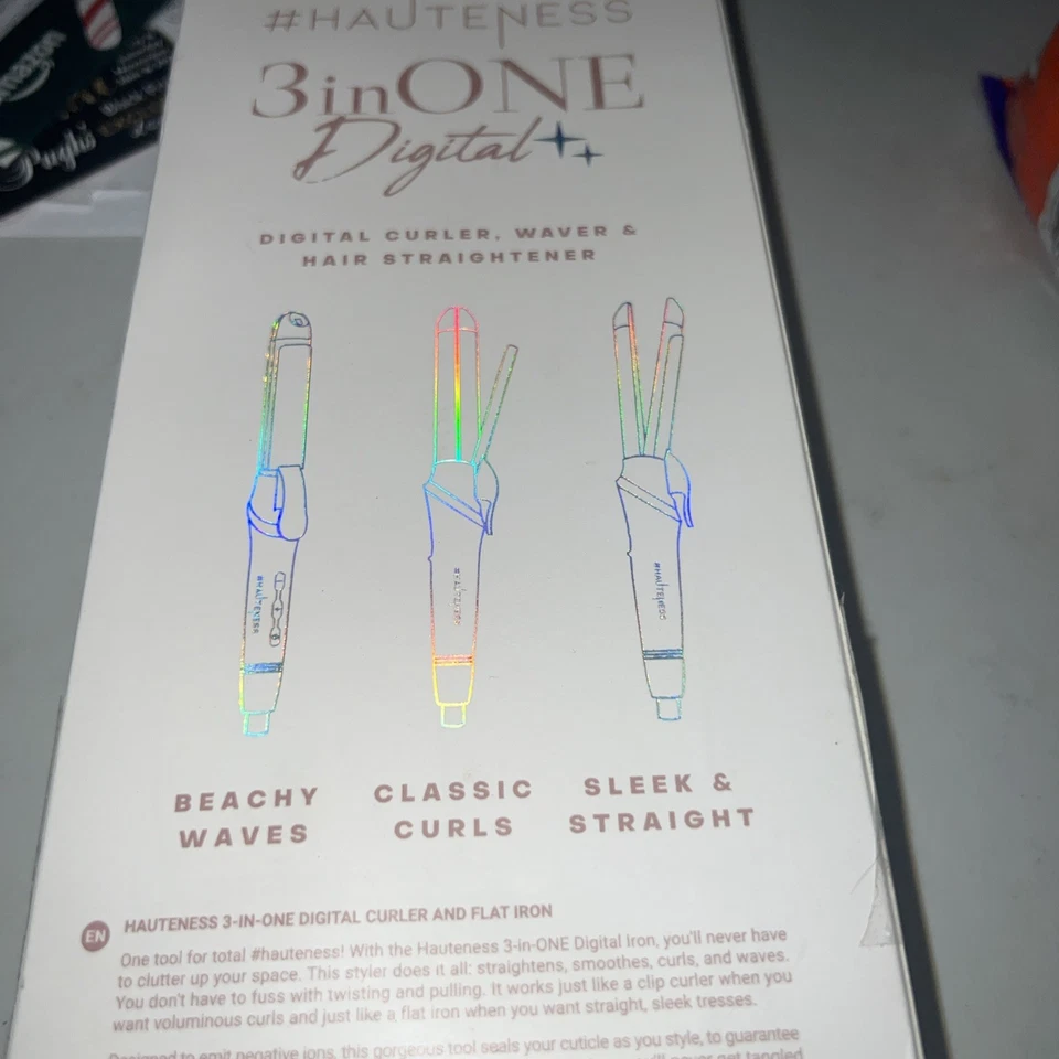 Высокота 3 в 1 бигуди, щипцы и выпрямитель волос цифровой инструмент перламутровый белый - Изображение 3 из 4