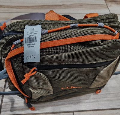 LL Bean Fishing Hiking Kennebec Lumbar Pack for Back Support w/Trout Flies