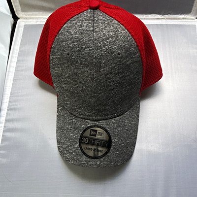 New Era 39THIRTY Gray/Red Colorblock Stretch Baseball Cap Hat L/XL
