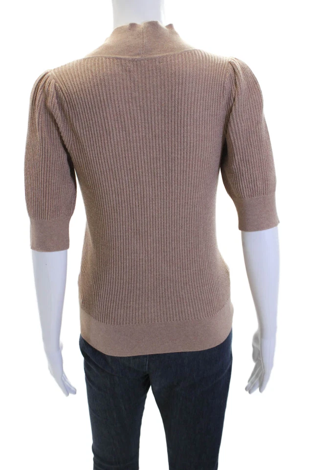 Cárdigan acanalado con botones de manga corta para mujer Repeat marrón talla 34 Foto 3 de 4