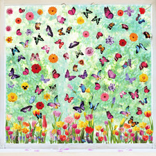 Fensterbilder Frühling Deko Aufkleber Selbstklebend Kinderzimmer Blumen & Schmet