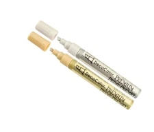 Uchida of America 350 DecoColor Premium 3 Way Chisel Point Pen, Gold, Silver