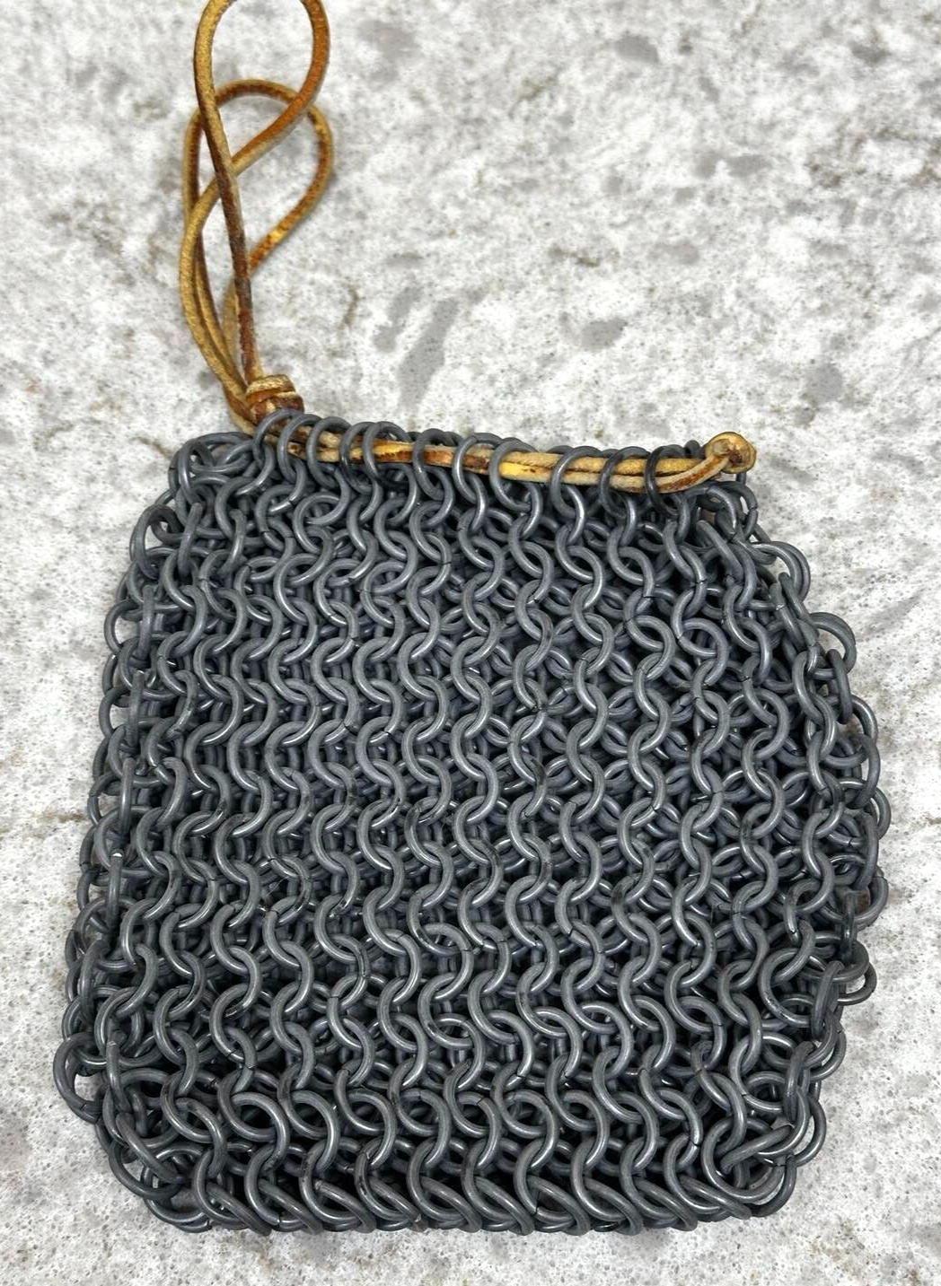 Chainmail Carry All/Dice Pouch/Bag, Heavy Duty! Leather cord closure, 5