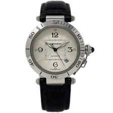 Cartier Pasha Automatic 2379 38mm Stainless Steel Leather Silver 2YEARWARNTY#334 2